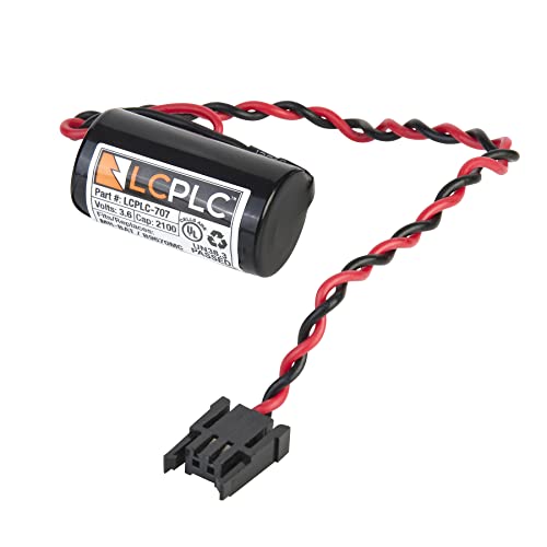 LCPLC-707 Replacement Battery - Mitsubishi B9670MC, A6BAT-MRBAT, MR-JBAT - 3.6V, 2100mAh Non-Rechargeable Lithium PLC Battery for Automated Factory Assembly Machines, Amusement Rides, Light Fixtures