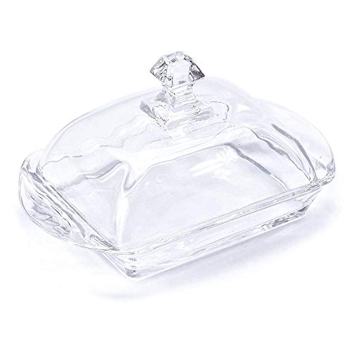 SUMNACON Butterdosen Aus Glas – 2 Stück, Mit Kuppeldeckel, Transparent, Für Butter & Desserts