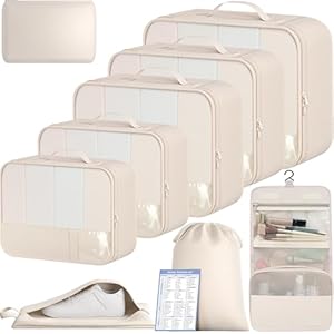 BAGAIL 9 Set Packing Cubes with Packing List Luggage Packing Organizers for Travel Accessories