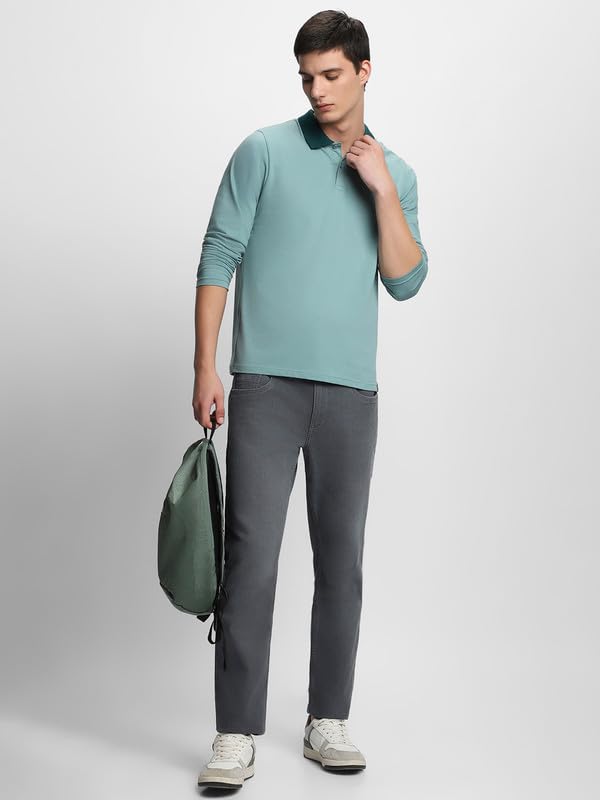 Image of Dennis Lingo Men's Cotton Polo Neck Tshirt, Regular Fit Long Sleeve