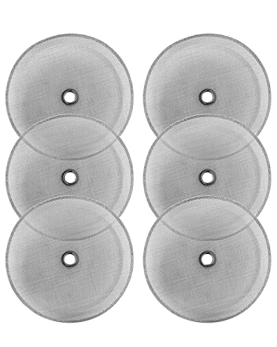 Sivaphe 6 Pack French Press Replacement Filter Screen for Universal 1000 ml / 34 oz / 8 Cup French Press Coffee Makers, Reusable Stainless Steel Mesh Filters, Includes Metal Center Ring(34 oz)
