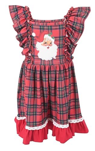 Image of Unique Baby Girls Smocked Holiday Dress for Big Kids and Toddler Outfit Clothes with Embroidery