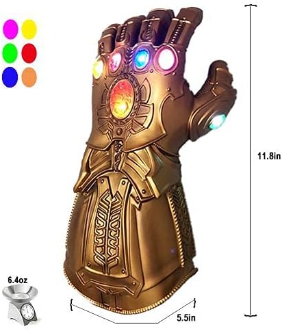 Miniatura 6 de Guantelete de guerra infinita portátil brazo electrónico luz LED PVC guantes Thanos regalo para decoraciones de Halloween fiesta oro rosa