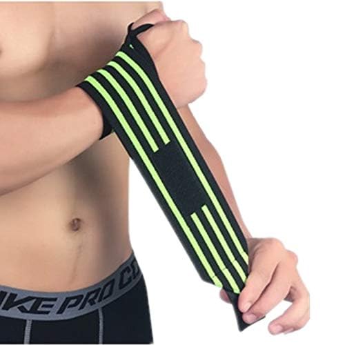 FANOLO 伸縮リストストラップ ウエイトリフティングやワークアウト用 通気性のあるリストラップ 親指ループ付き 手首ブレースサポートリストバンド 男女兼用 クロストレーニング ジム WOD (ペア) (ブラックグリーン)