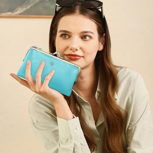 CONTACTS Full Grain Goat Leather Kiss Lock Wallet for Women Vintage Clutch Wallet with Rfid Blocking2