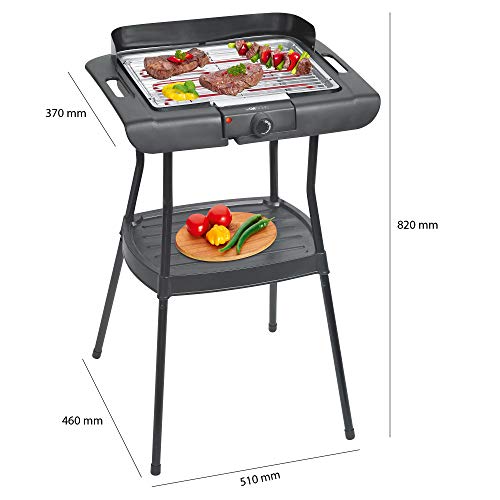 Plancha Grill Clatronic BQS 3508 - Barbacoa eléctrica con Patas - 2000 W - Negro
