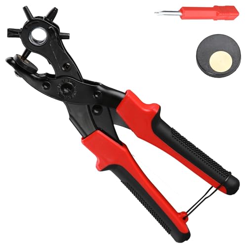 Zaptec Revolving Leather Hole Punch Plier with 6 Hole Sizes for Leather Belts, Watch Bands, Straps, Dog Collars, Bags, Shoes, Fabric, Leather Puncher, DIY Home & Craft Projects (B0D7C8WMX2) Amazon Price History, Amazon Price Tracker
