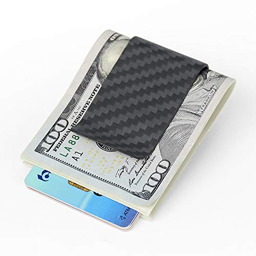 Image of MONOCARBON 2in1 Carbon Fiber Money&Credit Card Clip,RFID Blocking Wide Credit Card&Cash Holder for Men Front Pocket