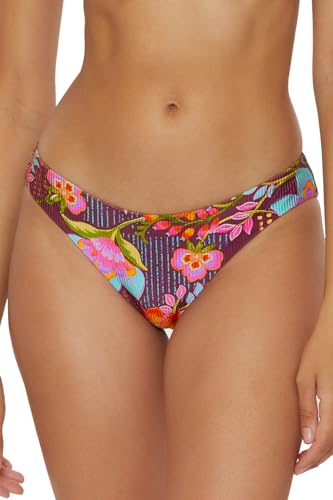 BECCA Women's Portofino Bikini Bottom, Floral Print, Cheeky Coverage, Swimwear Separates