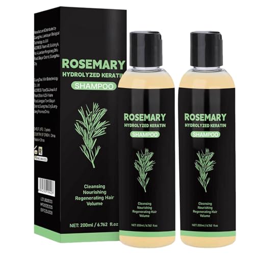 Champú para el cabello de romero orgánico para mujeres y hombres – Champú natural, espesante y fortalecedor con queratina hidrolizada para el adelgazamiento del cabello y la caída del cabello (400 ml)