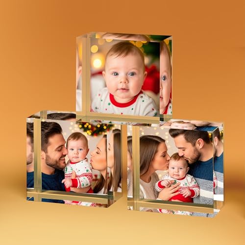 ArtPix 3D Acrylic Custom Photo Gift, Christmas Personalized UV Photo Print Block Square, Unique Customized Picture Gifts for Mom, Women, Man, Xmas Gift With Your Own Photo (2 x 2 inch)