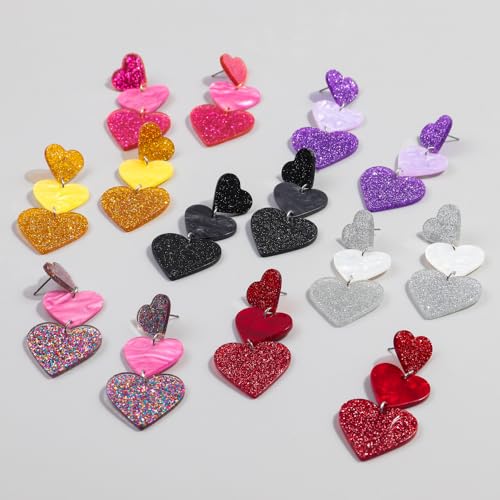 Lovely Glitter Sequins Love Heart Earrings for Women Lightweight Acrylic Star Drop Earrings Statement Jewelry Valentine's Day Gifts3