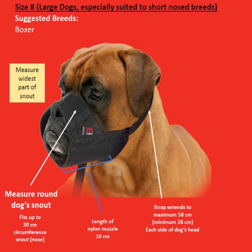 Mikki Dog Friendly Training Muzzle Easy Fit For Large Short Nosed Dogs (Ideal #TOP5