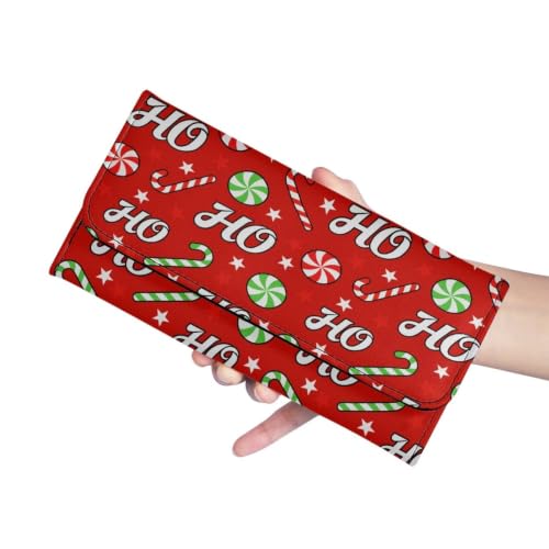 Image of AFPANQZ Wallet for Women Credit Card Holder with Coin Purse Zipper Wallet | Christmas Hoho Print Women's Clutch Organizer Long Spacious Trifold Design for Lady