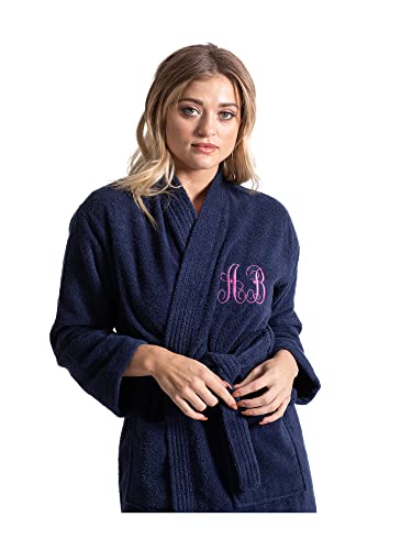 Image of Turkuoise Soft & Absorbent Towel Robe, 100% Cotton Turkish Terry Cloth Kimono Bathrobes for Women