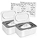 Okydoky Feuchttücher Box und Feuchttücher Tasche für Baby, Kunststoff Feuchttücher Spender mit Deckel für Zuhause Büro, Feuchttücher Tasche für Unterwegs, Wiederverwendbar Wipes Tasche(2GY+2panda).DE