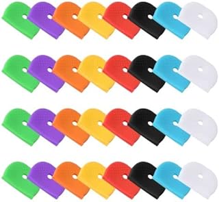 Dokpav 32 Pieces Key Covers, Color Key Head Caps, Key Cover Ring, Rubber Key Cap Covers, Semicircular Key Covers, Key Identifier ID Rings, Flexible Key Covers for Easy Identifying Door Keys