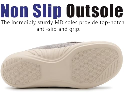 ADAX House Slippers for Women,Wide Canvas House Slipper for Women with Fuzzy Wool Insole and Velvet Lining,Slip on Clog Shoes Indoor Outdoor Anti-Skid Rubber Sole Grey 11 by ADAX - Used condition - Image 5