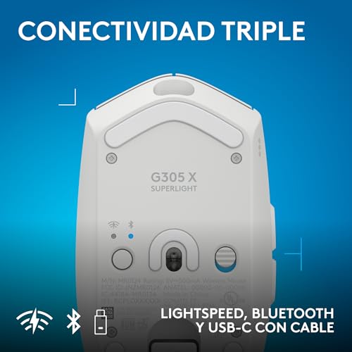 Ratón inalámbrico Logitech G305 X blanco con RGB LIGHTSYNC recargable y 6 botones programables 5