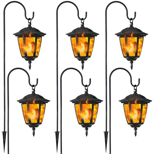 Dynaming 6 Pack Solar Flame Hanging Lights Outdoor, Halloween Solar