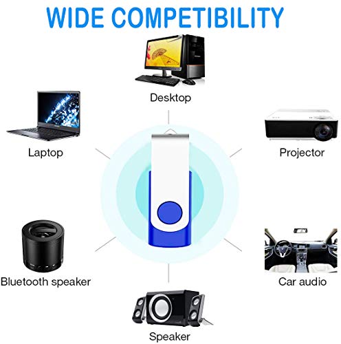 Image of 4GB USB Bulk Flash Drives 100 Pack EASTBULL USB 2.0 Flash Drives Bulk Thumb Drive Pack Memory Stick Swivel Pen Drives (Blue)