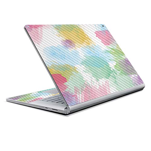 Image of MightySkins Carbon Fiber Skin for Microsoft Surface Book 2 13 inch (2017) - Watercolor White,Protective, Durable Textured Carbon Fiber Finish,Easy to Apply, Remove, and Change Styles,
