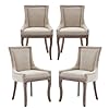 Modern Dining Chairs Set of 4 High Back Dining Chairs Side Chairs with Solid Wood Legs Upholstered Fabric Dining Room Chairs for Dining Room Kitchen Beige