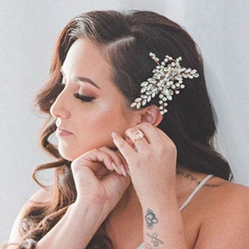 Catery Bride Wedding Hair Comb Rhinestones Silver Side Combs Crystal Hair Jewelry Bridal Hair Piece Clips Hair Accessories for Women and Girls (A-Sliver)