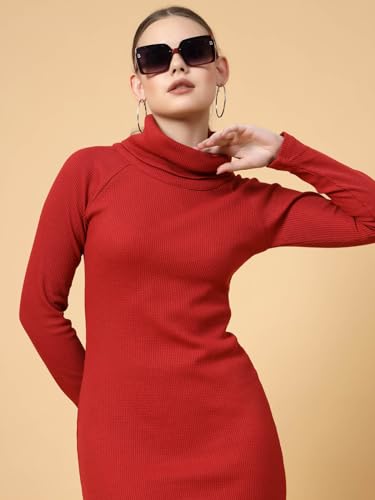Image of RIGO Women's Waffle Knit Bodycon Midi Dress (WDRS352-1126RS-S Dark Maroon
