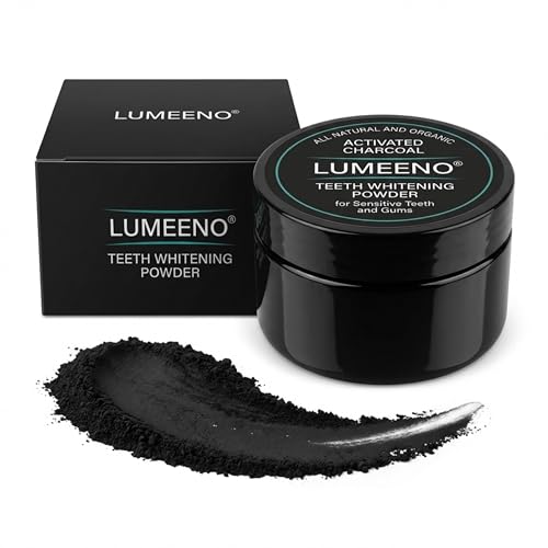 Lumeeno All Natural Organic Activated Charcoal Teeth Whitening for Sensitive Tooth and Gum - Whiten, Clean and Detoxify - Vegan - No Chemicals - Zero Bleach Whitener Enough for 150+ Uses