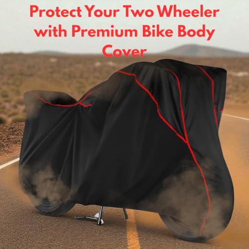 Image of Water Resistant Bike Cover for TVS Apache RTR 180 | All Weather, UV Heat Resistant, Dustproof, Triple Stitched, Windproof Elastic Bottom