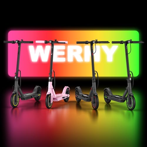 Image of WERHY Foldable Electric Scooter for 7.8 inch-9.4 inch feet, 350W Motor, Max 12 Miles Long Range, 19 MPH Max Speed, 8.5 inch Solid Tire, Lightweight Foldable E-Scooter with Dual Braking, Digital Display