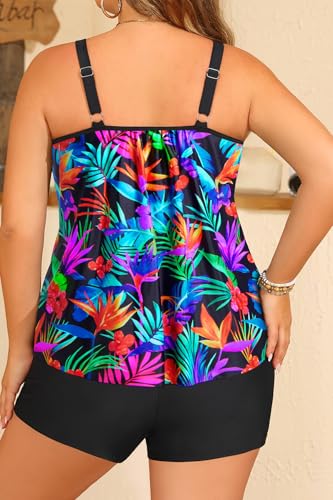 Image of Daci Women Plus Size Tankini Swimsuit - 2 Piece Flowy Plus Size Bathing Suits and Shorts with Pockets 2025