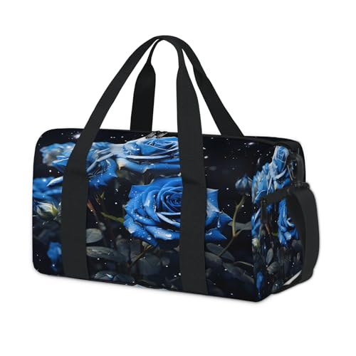 Floral Pattern Roses Sports Duffle Bag for Women Men Waterproof Overnight Weekender Bag with Adjustable Strap Travel Tote Bags for Beach Yoga Work Dance Swim