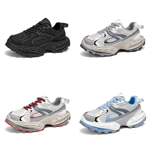 Men's Fashion Colorblocking Chunky Platform Lace-up Sneakers Casual Non Slip Round Toe Shoes for Walking Driving Daily Shoes2