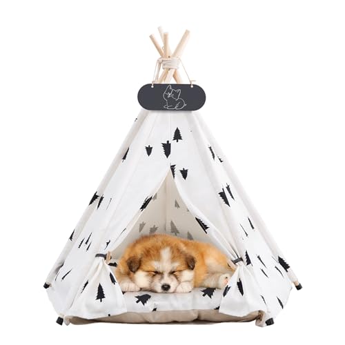 Mooipet Pet Teepee Tent for Dogs & Cats Dog Bed with Thick Cushion Puppies Play House Removable and...