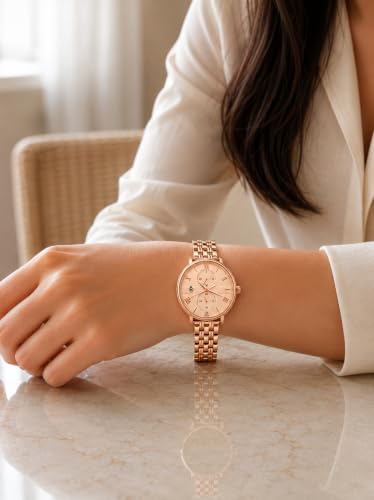 Image of MOOVER Women's Analog Quartz Watch with Stainless Steel Strap