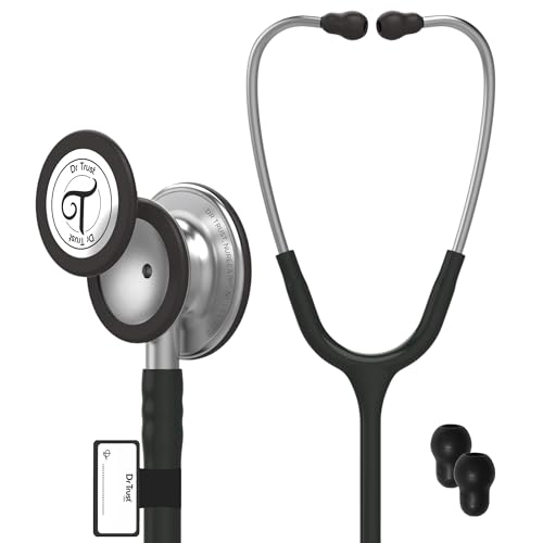 Image of Dr Trust USA Gold Standard III Stethoscope for Doctors, Medical Students & Healthcare Professionals, SS BP Check Cardiology Health Monitoring Medical Instrument for Auscultation -128 (Black)