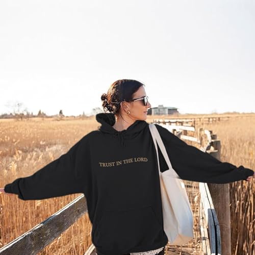 Tuislay Trust In The Lord Graphic Hoodies Christian Faith Sweatshirts For Women Bible Verse Religious Hoodie Pullover Tops - Image 4