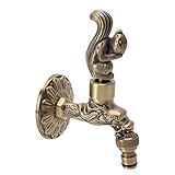 G1/2 Wall Mounted Water Faucet Brass Material Vintage Chinese Style Design,Kitchen Washing Machine Bathroom Sink Basin,Outdoor Garden Hose Faucet(Squirrel+Dragon)