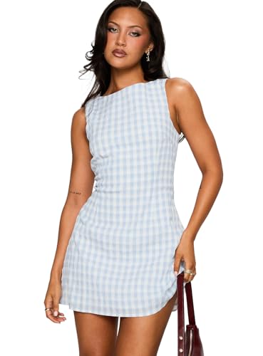 Princess Polly Alfalfa Mini Dress Blue Check