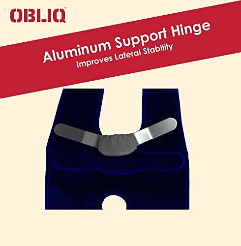 Image of OBLIQ Hinged Knee Support Brace for Lateral Support With Dual Stabilizers Open Patella (Blue, Small (14.8-17.2 Inches))