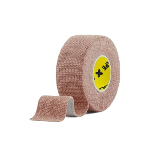 SPORTTAPE Tan EAB Fabric Strapping Tape - 2.5cm x 4.5m | Plaster Tape for Finger & Toe Taping Holding Dressings Splinting | Non-Tear Elastic Adhesive Bandage for Sport Medical First Aid