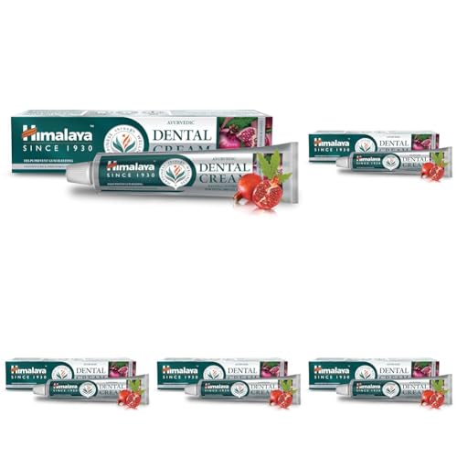 Himalaya Crema de dientes Herbals Dental Cream (ZAHN CREME), 100 g, antiinflamatoria, antihinchazón, protección de las encías, cuidado dental, higiene (el embalaje puede variar) (Paquete de 5)