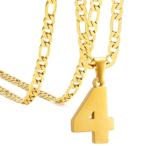 HIJONES Men's Stainless Steel Basketball Soccer Baseball Team Number Pendant Chunky Chain Sport Necklace