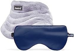 ASUTRA Navy Silk Eye Pillow and Grey Weighted Neck Wrap Bundle Set | Weighted Eye Mask Filled w/Lavender & Fla