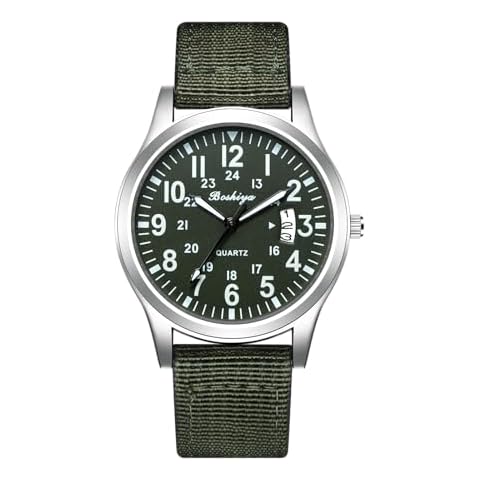 BOSHIYA Mens Watches Unisex Military Watches Sport Nylon Strap Stylish Luminous Fashion Watches Analog Quartz Watches for Men Waterproof Army Tactical Casual Wristwatch Cover
