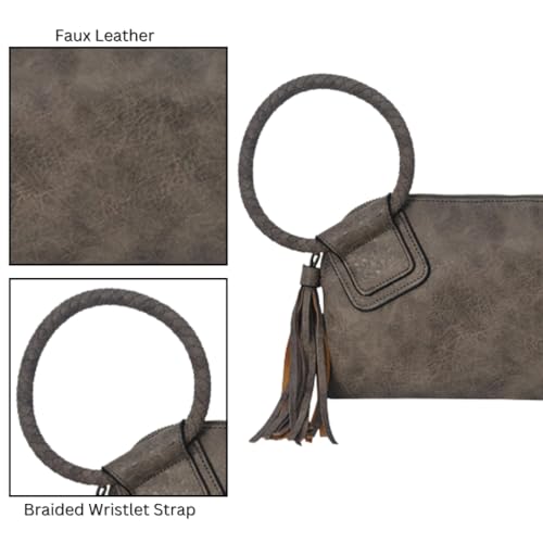 Image of NGIL Faux Leather Mini Wristlet Purse | Women's Handbag, Fashion Wristlet Wallet, Compact Everyday Purse with Fringe Tassel