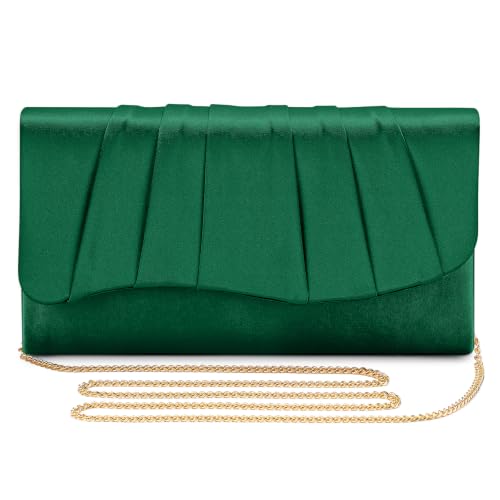 Image of UBAYMAX Clutch Purses for Women Formal, Pleated Satin Evening Bag Purse Handbags Evening Clutch for Prom Party Wedding