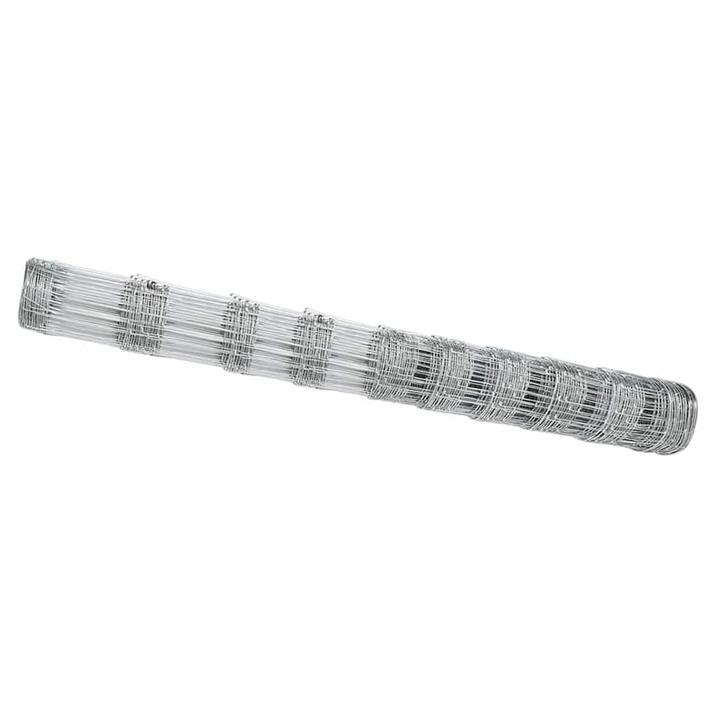 Galvanised Steel Field Fence Silver 25 x 1.2 m Durable Outdoor Garden Roll Livestock Barrier Rectangular Design for Terrace Patio Agricultural Enclosure Easy Maintenance